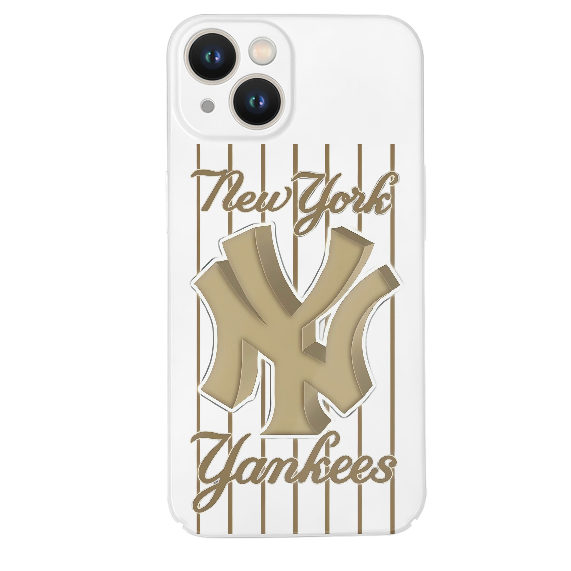 New York Yankees Pinstripe Golden Logo IPhone 14 Series Full-Cover Hard Case – Shockproof With Raised Camera Protection – Precise Cutouts, Wireless Charging Compatible – Durable, Anti-Yellowing, Easy To Clean